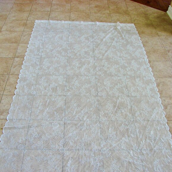 Lace Floral Curtains Ikea Alvine Svets 3 Panels Off White 57" x 98" - Picture 6 of 15